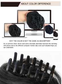 2入組爪夾合成直髮髻彈性髮圈髮型丸，女用黑色夾式合成髮丸馬尾髮片 - 黑色 - 查看 10