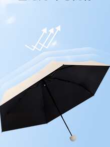 Gấp lại 6-xương sườn Ô dù , Bảo vệ tia cực tím , Nhẹ , Hình-Viên con nhộng Mini Túi Ô dù Đối với mặt trời Và Mưa - Màu be - Xem 2