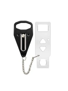 1入便攜式門鎖額外鎖,提供額外隱私和安全保障,公寓門鎖安全,旅行門鎖防止未經許可進入,保護家庭安全旅行,住家、臥室、旅館、公寓都適用 - 黑色 - 查看 1