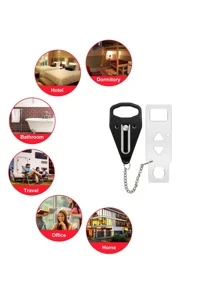 1入便攜式門鎖額外鎖,提供額外隱私和安全保障,公寓門鎖安全,旅行門鎖防止未經許可進入,保護家庭安全旅行,住家、臥室、旅館、公寓都適用 - 黑色 - 查看 4