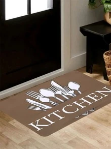 1 件廚房/浴室海報設計地毯、防滑浴室墊、戶外地毯、浴缸墊廚房/浴室/地板裝飾 - 巧克力棕 - 查看 2