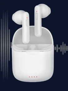 无线 5.3 耳塞防水耳机防噪音 IPX4 防水耳机长效电池耳机带无线充电盒兼容 和 Android - 白色 - 查看 4