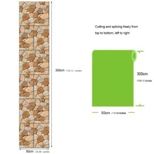 1 Roll 3m Thick Waterproof & Anti-skid Self-adhesive Pvc Flooring, Modern Creative Stone Look Design Suitable For Indoor, Outdoor Wall, Floor & Tile Renovation And Decoration - Brown - View 2