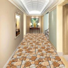 1 Roll 3m Thick Waterproof & Anti-skid Self-adhesive Pvc Flooring, Modern Creative Stone Look Design Suitable For Indoor, Outdoor Wall, Floor & Tile Renovation And Decoration - Brown - View 4
