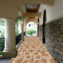1 Roll 3m Thick Waterproof & Anti-skid Self-adhesive Pvc Flooring, Modern Creative Stone Look Design Suitable For Indoor, Outdoor Wall, Floor & Tile Renovation And Decoration - Brown - View 3