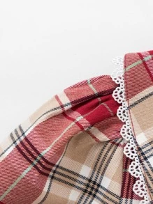 Balabala Váy Giáng Sinh Cổ Peter Pan In Họa Tiết Cô Gái Tween - Đỏ - Xem 5