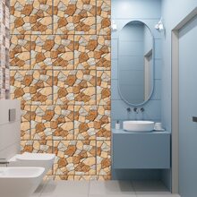 1 Roll 3m Thick Waterproof & Anti-skid Self-adhesive Pvc Flooring, Modern Creative Stone Look Design Suitable For Indoor, Outdoor Wall, Floor & Tile Renovation And Decoration - Brown - View 8