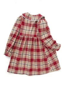 Balabala Váy Giáng Sinh Cổ Peter Pan In Họa Tiết Cô Gái Tween - Đỏ - Xem 10