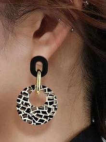 1雙復古誇張時尚樹脂亞克力耳環混合性適合女士 - 彩色 - 查看 3