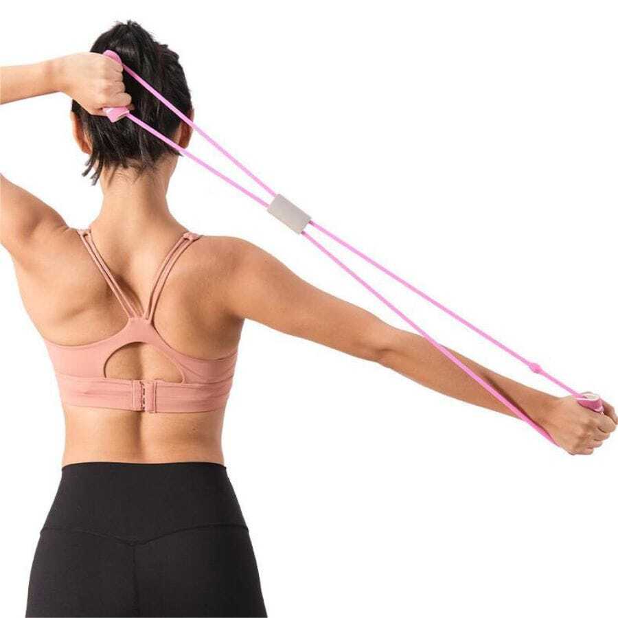1pc Eight-shaped Resistance Band For Shoulder Stretch And Chest Expansion, Home Exercise - Pink - View 1