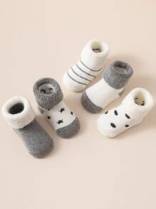 5雙嬰兒男女暖和的毛茸茸襯套襪子 - 彩色 - 查看 7