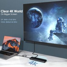 USB C 12 合 1 集线器/扩展坞，三重显示 Type-C 集线器，带 HDMI、显示端口和 VGA、以太网、MicroSD 和 SD 卡读卡器、3.5 毫米音频插孔以及 2 个 USB 3.0 和 2 个 USB2.0 端口，适用于 Windows/等 - 黑色 - 查看 4