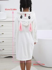 Children's Large Size White Bathrobe - White - View 9