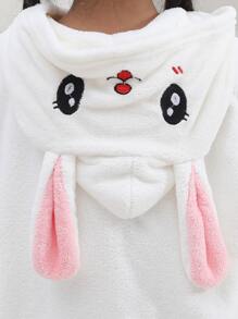Children's Large Size White Bathrobe - White - View 8