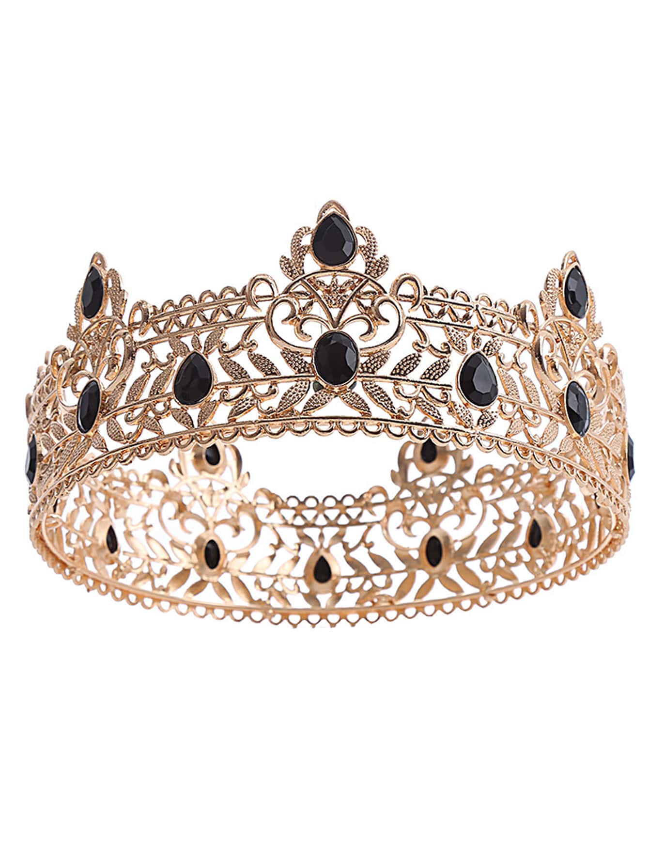 歐美男士金冠,簡約多彩的完整環狀王冠頭飾,適合生日和新娘皇冠,通用款式