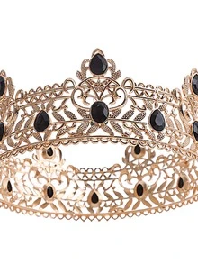 歐美男士金冠,簡約多彩的完整環狀王冠頭飾,適合生日和新娘皇冠,通用款式