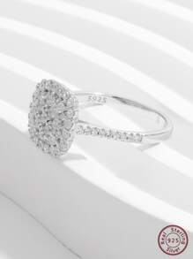 1只豪華優雅的925銀戒指,採用方形人工設計,是女性約會、派對和日常服裝的完美選擇,是表現魅力婚禮訂婚新娘珠寶的絕佳禮物 - 銀色 - 查看 3