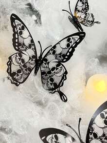 12套雙層萬聖節3d蝴蝶裝飾,適用於客廳,臥室,房間裝飾,3d貼紙