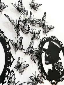 12套雙層萬聖節3d蝴蝶裝飾,適用於客廳,臥室,房間裝飾,3d貼紙