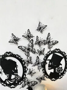 12套雙層萬聖節3d蝴蝶裝飾,適用於客廳,臥室,房間裝飾,3d貼紙