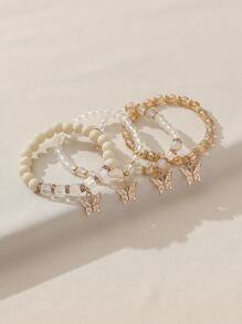 4入組波西米亞水晶玻璃蝴蝶吊墜手鍊,甜美可愛風格,適合女士佩戴