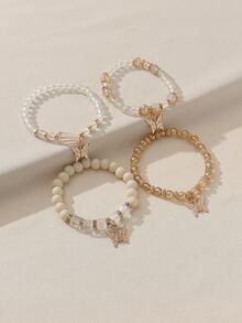 4入組波西米亞水晶玻璃蝴蝶吊墜手鍊,甜美可愛風格,適合女士佩戴