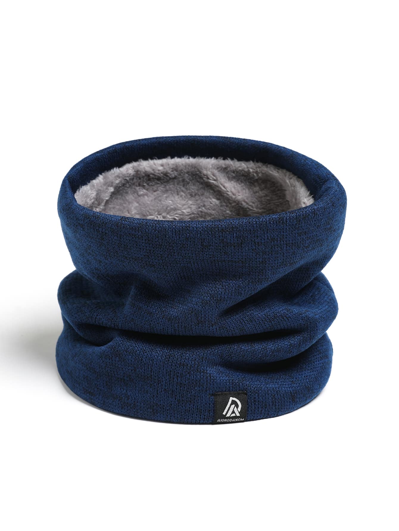 1pc Unisex Winter Thickened Neck Warmer Scarf Knitted Neck Gaiter For Cold Protection - Navy Blue - View 1