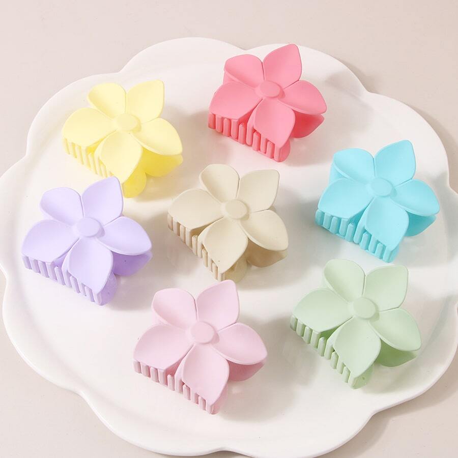 4 Piezas/set Ganchos Para El Cabello En Forma De Flor Con Colores Aleatorios Y Dulces Para Peinados Recogidos - Multicolor - Ver 1