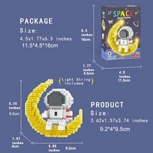 Conjunto de bloques de construcción de astronauta, decoración brillante para la habitación - Rojo - Ver 2