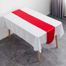 1pc Large Red Solid Color Table Runner For Hotel Wedding & Holiday Celebration, Polyester Satin Fabric Coffee Table Cloth Desk Flag - Bright Red - View 1