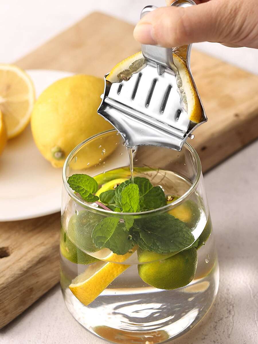 1pc Stainless Steel Lemon Juicer, Multifunctional Mini Fruit Squeezer For Lemon, Kitchen Gadget - Silver - View 1