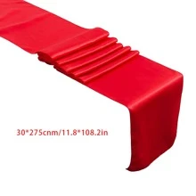 1pc Solid Green Table Runner For Hotel Wedding Festival Decoration, Polyester Satin Tea Table Cloth Cover For Reception-Grade - Green - View 3