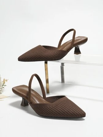 Moda Novo Estilo Sapatos De Salto Alto Feminino Com Ponta Afunilada, Tira Elástica Atrás