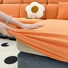 1入組防水浮雕荷花圖案沙發座椅套,高彈性聚酯纖維沙發套,適用於單人座、2/3/4人座、l型、s/m背部,防止髒污、貓爪裂損,沙發套 - 橘色 - 查看 8