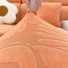 1入組防水浮雕荷花圖案沙發座椅套,高彈性聚酯纖維沙發套,適用於單人座、2/3/4人座、l型、s/m背部,防止髒污、貓爪裂損,沙發套 - 橘色 - 查看 7