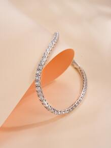 1pc 3mm Top Quality Hip Hop Four Claw Round Cut Moissanite Diamond Tennis Chain Bracelet In White Gold S925 Sterling Silver Shining Light Luxury And High-End Exquisite Bracelet Fine Jewelry Gifts For Girls - 16.5cm - View 3