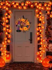 1入組楓葉造型LED仙女,適用於感恩節,萬聖節,柵欄,派對,樓梯裝飾用品,禮物適用於媽媽,母親節,女性