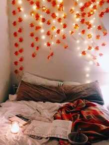 1入組楓葉造型LED仙女,適用於感恩節,萬聖節,柵欄,派對,樓梯裝飾用品,禮物適用於媽媽,母親節,女性