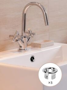 5pcs Kitchen/Bathroom Sink Overflow Ring Drain Cover Home Bathroom Decor - Silver - View 3