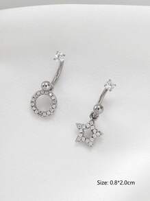 2 Miếng Thép không gỉ Hình chữ C Hoa tai Với Zirconia , Đối với phụ nữ , - Bạc - Xem 3