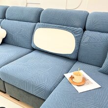1 Vỏ bọc ghế sofa họa tiết lá chống thấm nước bằng vải Jacquard, Vỏ bọc ghế sofa bằng sợi Polyester có độ đàn hồi cao cho ghế sofa 1/2/3/4 chỗ ngồi, Chân váy sofa chống bẩn, chống trầy xước có họa tiết lá - Màu xanh lam - Xem 8