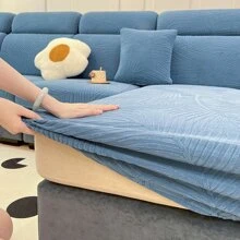 1 Vỏ bọc ghế sofa họa tiết lá chống thấm nước bằng vải Jacquard, Vỏ bọc ghế sofa bằng sợi Polyester có độ đàn hồi cao cho ghế sofa 1/2/3/4 chỗ ngồi, Chân váy sofa chống bẩn, chống trầy xước có họa tiết lá - Màu xanh lam - Xem 7