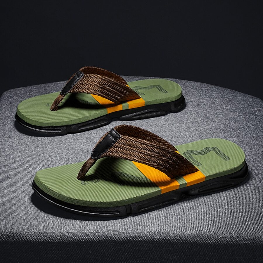 男士拼色拖鞋,防滑柔軟鞋底拋棄鞋,時尚編織帶,適合海灘,水上活動鞋