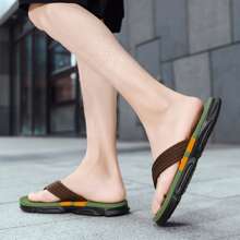 男士拼色拖鞋,防滑柔軟鞋底拋棄鞋,時尚編織帶,適合海灘,水上活動鞋