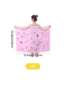 1 Pieza Falda De Baño Con Estampado De Conejo Morado De Dibujos Animados, Albornoz De Secado Rápido Y Absorbente - Morado - Ver 4