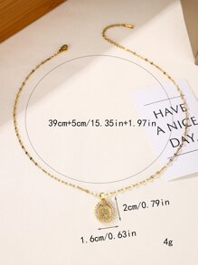 1 pièce Collier En Acier Inoxydable Créatif & Personnalisé Mode Ovale Design micro Incrusté Zircone Cubique Pendentif Pour Femme , Adapté Pour Mariage , Fête Et Port Quotidien