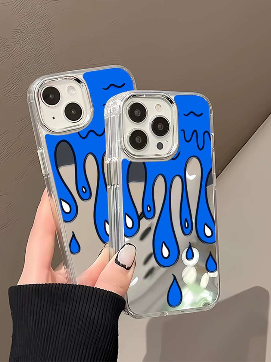 Carcasa De Teléfono Con Espejo Y Patrón De Gotas De Agua Derretidas - Multicolor - Ver 1