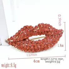1pc Personalized Creative Red Lip Brooch, Alloy And Crystal Light Luxury Suit Pin, Accessory For Suits - Red