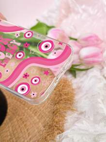 Letter Graphic Clear Phone Case - Pink - View 2