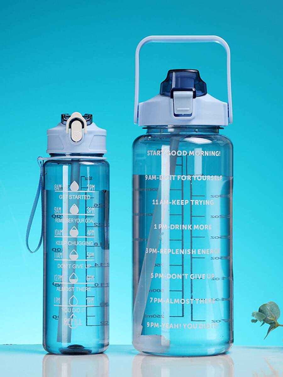 1個大容量藍色pc材質水瓶,選擇2000ml或750ml,運動健身便攜吸管杯,適用於家庭和戶外旅行 - 藍色 - 查看 1